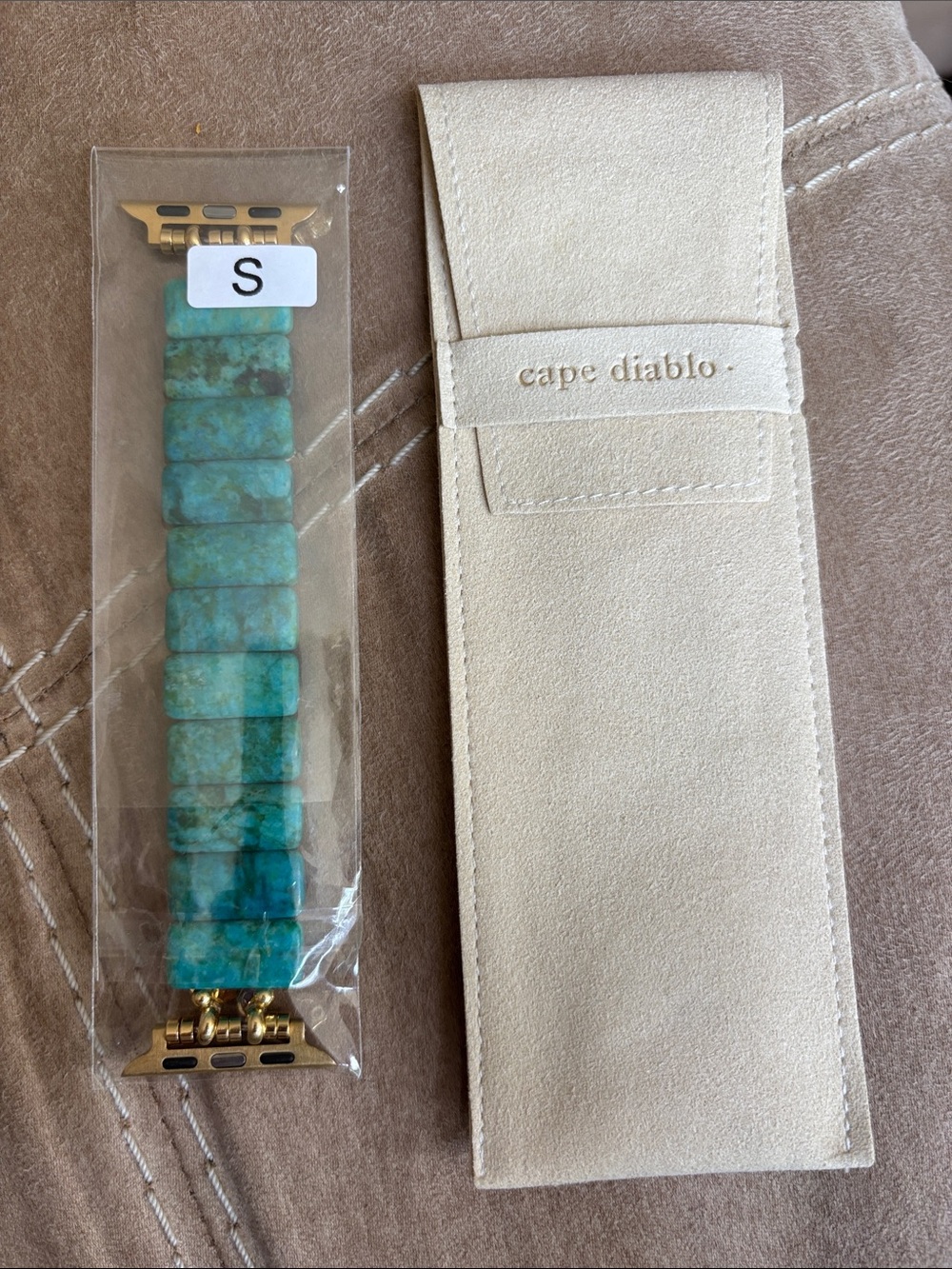 Cape Diablo Turquoise Link Apple Watch Band with Gold Adapters